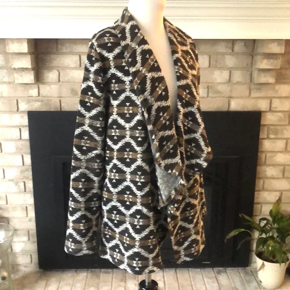 Jack by BB Dakota Open Front Waterfall Lapel Fleece Lined Cardigan size Small